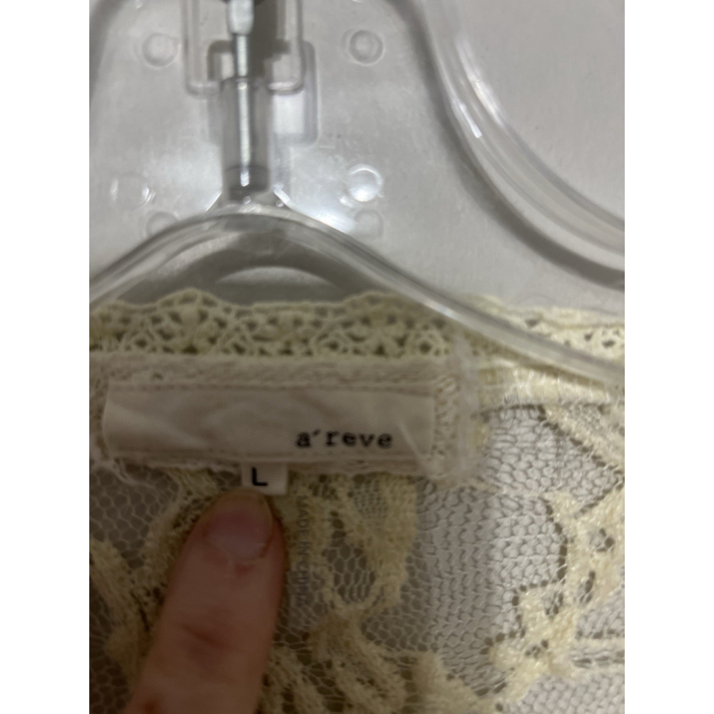 A'reve Cream L Sheer‎ Lace Crochet Trim Gauzy Fairy Whimsical Romantic Floral - Picture 6 of 16